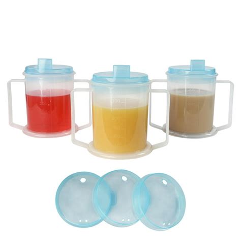 Mondo Medical 3pk 12oz Double Handle Adult Sippy Cups For Elderly And Disabled