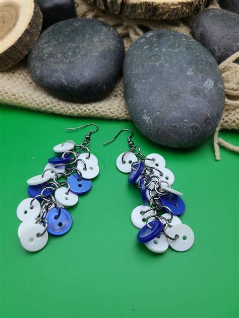 Blue And White Button Dangle Earrings MakerPlace By Michaels