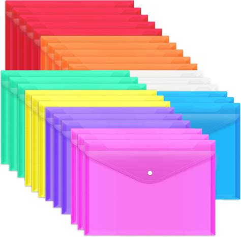 28 Pcs Plastic File Folders A4 Paper Size Waterproof File Envelopes