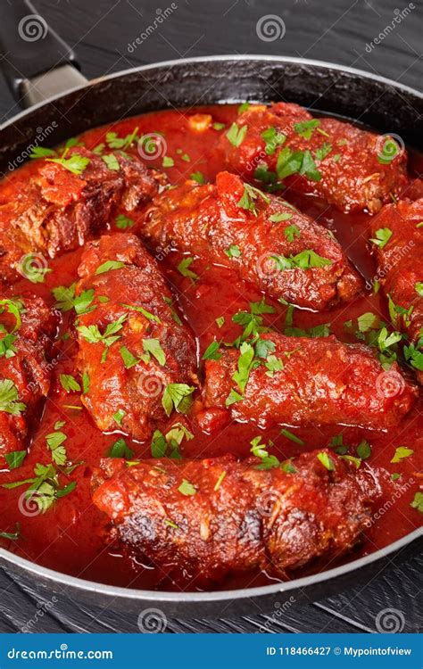 Delicious Italian Braciole with Tomato Sauce Stock Image - Image of ...