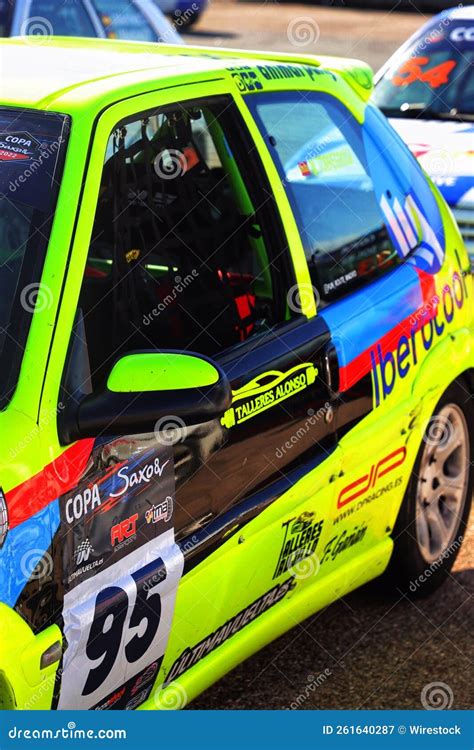 Vertical Shot Of A Car At Motor Racing Competition At Citroen Saxo Cup