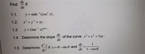 Solved 11 Ysinh−1cos2x 12 X2y2xy