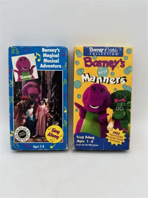 2 BARNEY S MAGICAL Musical Adventure Best Manners VHS Movie Purple