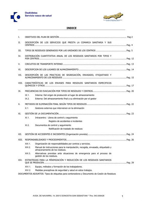 PDF PLAN GESTI N RESIDUOS Osakidetza Mezcla De Residuos