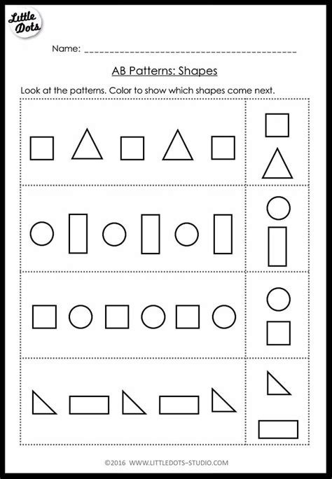 Patterns For Pre K Worksheets