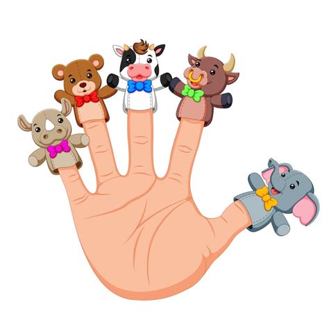 Premium Vector | Hand wearing cute 5 finger puppets