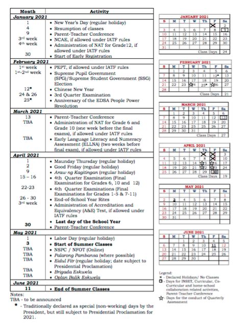 Deped School Calendar Of Activities For Sy 2020 2021 – Themelower