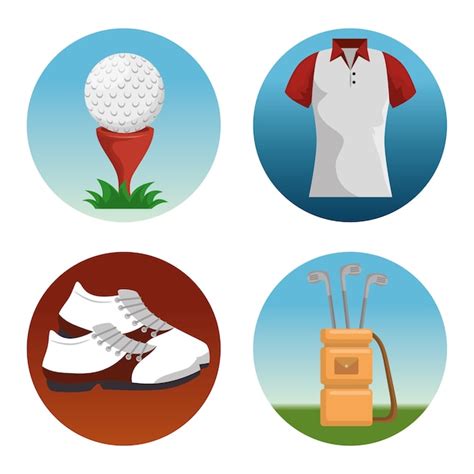 Conjunto De Iconos De Golf Vector Premium