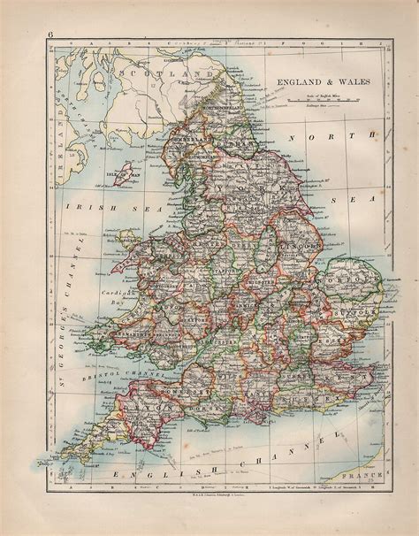 Vittoriano Mappa Inghilterra E Galles Isola Di Uomo Devon