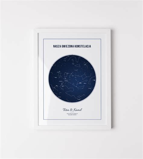 Mapa gwiazd granatowa Personalizowany plakat pamiątka Astralo pl