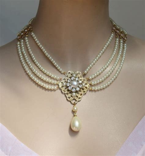 Bridal Pearl Necklace Pearls Silver Bride Choker Bride Necklace Multi