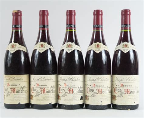 Lot De 5 BOUTEILLES BEAUNE CLOS DES MOUCHES JOSEPH DROUHIN 1996 ELA