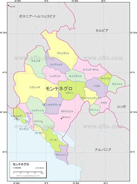 モンテネグロ 行政区分図 ベクター地図素材のダウンロード販売 アフロモール