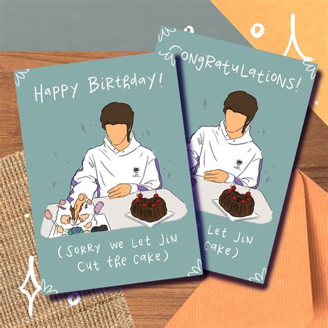 BTS Jin Cake Cutting Card, Birthday, Congrats, Anniversary, Funny Meme ...