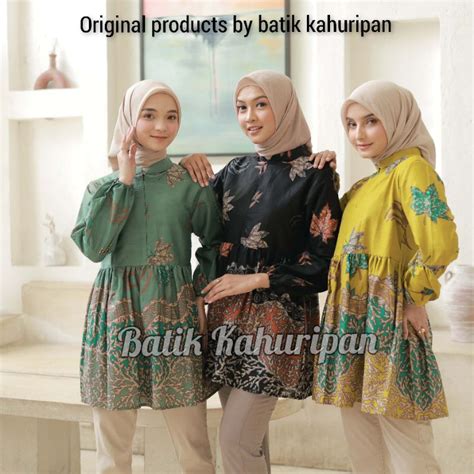 Jual Blouse Batik Wanita Modern Baju Batik Wanita Lengan Balon Motif