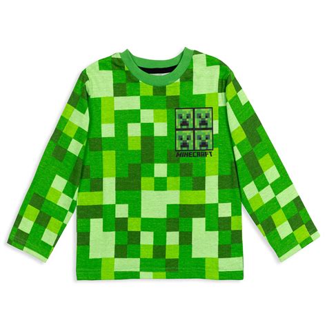 Minecraft Boys Tee Clothes 2 Pack Creeper Mobs Long Sleeve Shirts