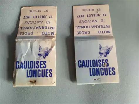 17 JUILLET 1977 2 POCHETTES BOITES D ALLUMETTES Gauloise Longues Moto