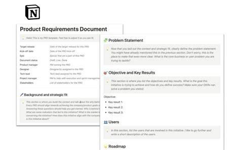 Notion PRD Product Requirements Document Template