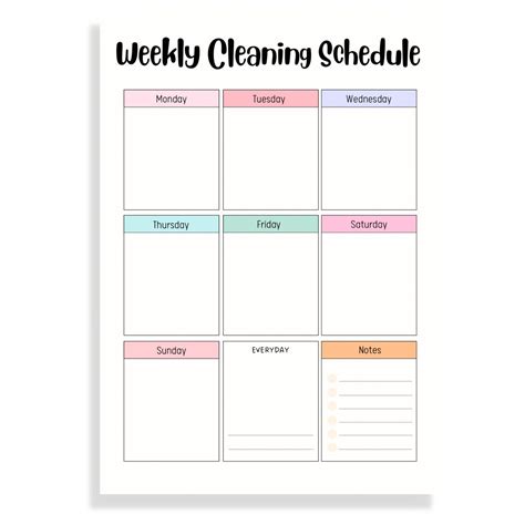 Cleaning Schedule Cleaning Template Cleaning Checklist Printable