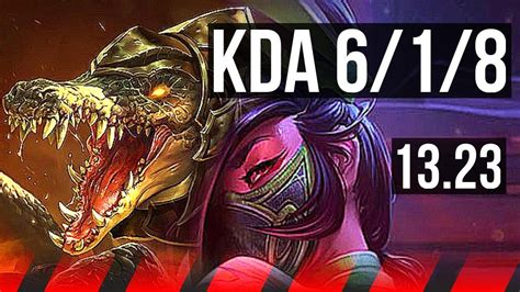 RENEKTON Vs AKALI TOP 6 1 8 300 Games Dominating KR Master