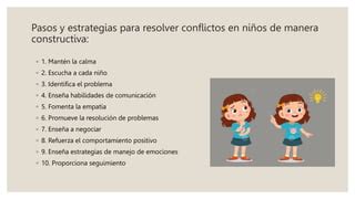 COMO RESOLVER CONFLICTOS EN LOS NIÑOS pptx Descarga Gratuita