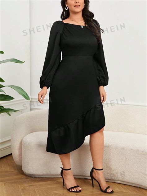 SHEIN Privé Vestido con cuello asimétrico elegante y dobladillo con