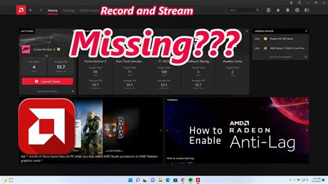 AMD Radeon Record And Stream Options Missing YouTube