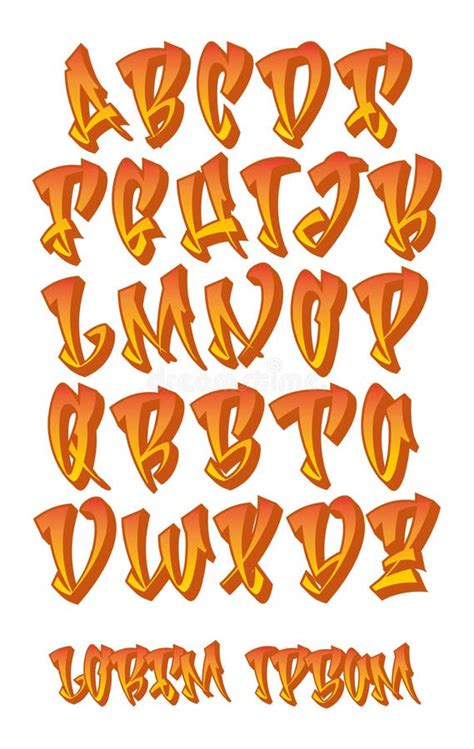 Hand Written Graffiti Font Alphabet Vector Stock Vector Illustration