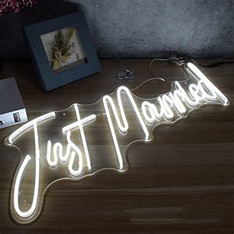 « Enseignes Au Néon Led Just Married Personnalisées Pour Déco Murale Et