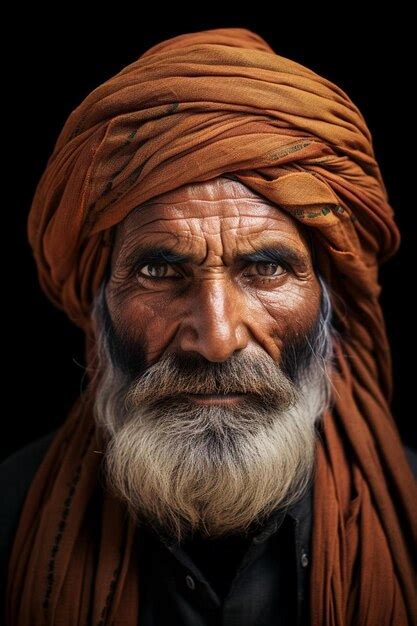 Premium Photo A Man With A Long Beard Wearing A Turban