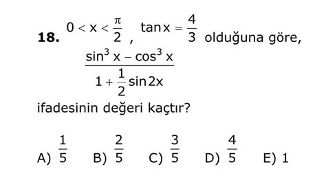 trigonometri sorusu cevap A lütfen çözümünü atabili misiniz Eodev