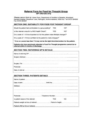 Fillable Online Cumbriaccg Nhs Northumbria Bariatric Referral Form 2013