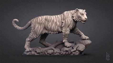 Tiger On Rock 3d Model 3d Printable Cgtrader