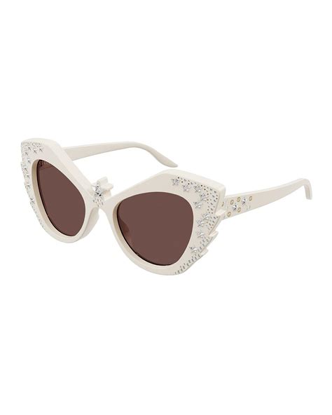 Gucci Star Stud Crystal Acetate Cat Eye Sunglasses Lyst