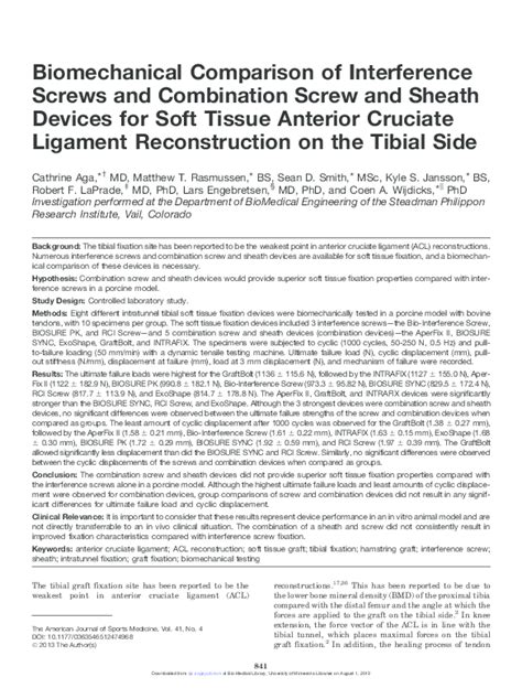 Pdf Biomechanical Comparison Of 8 Soft Tissue Devices For Tibial