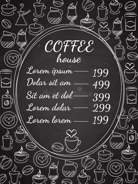 Coffee House Chalkboard Menu Stock Vector - Illustration of latte ...