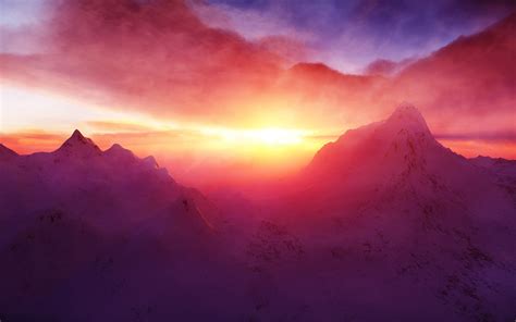 Snowy Mountain Sunset