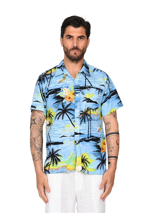 Camicia Uomo Manica Corta Hawaiana Floreale Camicie Casual Mezze