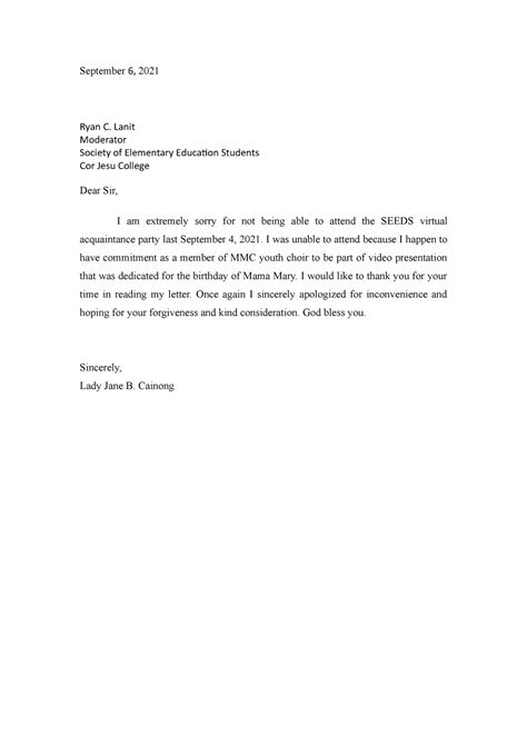 Apology Letter Sample Hope It Helps September Ryan C Lanit