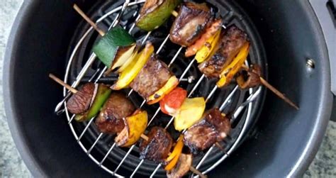 Air Fryer Steak And Vegetable Kebabs