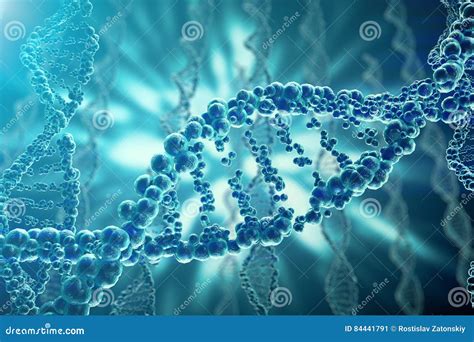 Concetto Di Biochimica Con La Struttura Del Dna Su Fondo Blu Concetto