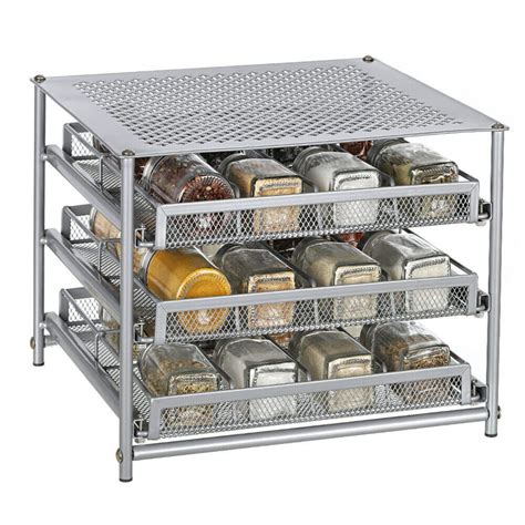 Nex™ 3 Tier 24 Bottle Metal Spice Rack With Drawer Organizer Michaels