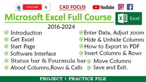 Excel Full Course 2024 Excel Tutorial For Beginners Advanced Excel Full Course Excel