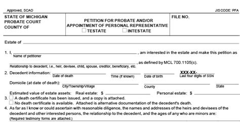 State Of Michigan Probate Court Forms Prntbl Concejomunicipaldechinu