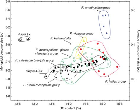 A comparison of monoploid genome size and average chromosome size with... | Download Scientific ...