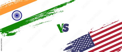 Creative India vs United States of America brush flag illustration ...