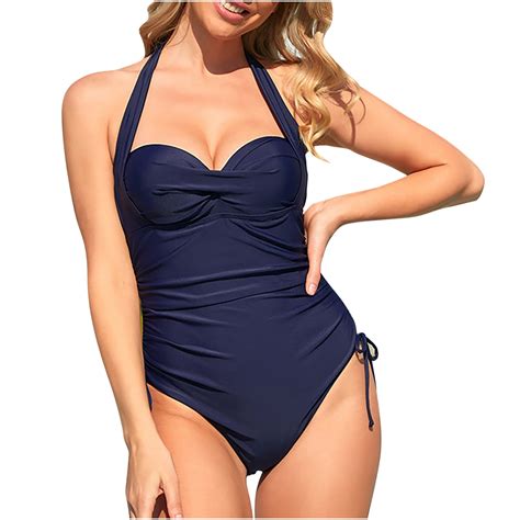 Bigersell One Piece Skirted Swimsuits For Women Summer V Neck