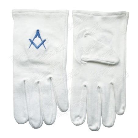 Gants maçonniques blancs courts pur coton Taille L Rite York