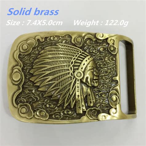 Retail New Style Solid Brass Indian Belt Buckles 7 4 5cm 122g Yellow Metal For 4cm Wide Belt