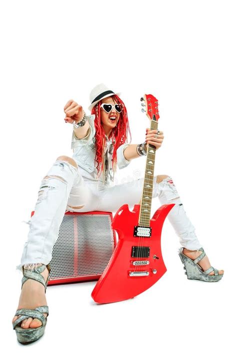 Red guitar stock photo. Image of emotional, fashion, expressive - 31931348